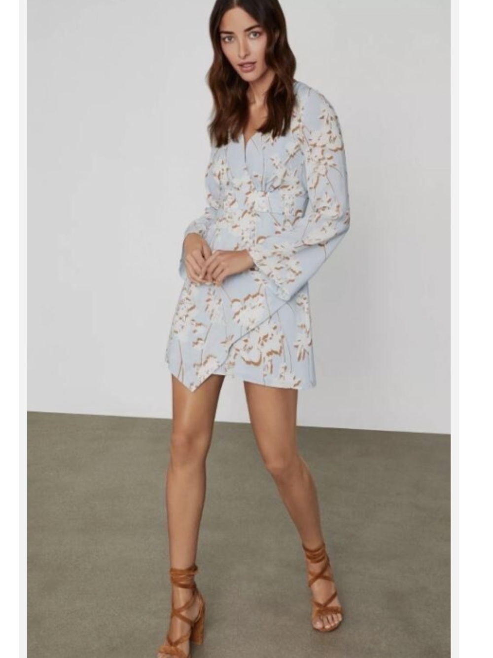 BCBGMaxazria Light Blue Floral Wrap Mini Dress NWT Size XS